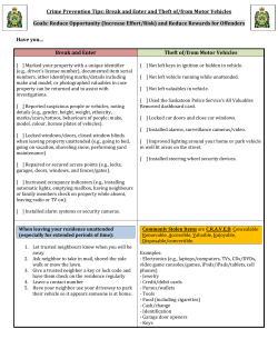 Crime Prevention Tips: Break and Enter and Theft of/from Motor