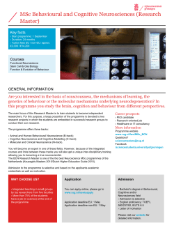 MSc Behavioural and Cognitive Neurosciences (Research