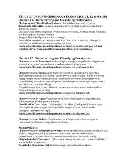 STUDY GUIDE FOR MICROBIOLOGY EXAM # 2