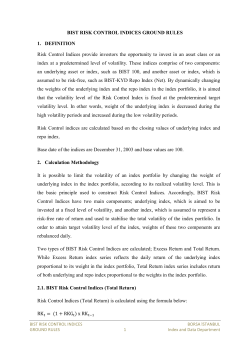 BIST Risk Control Indices Ground Rules