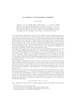 ON CERTAIN CUNTZ-PIMSNER ALGEBRAS In his seminal paper