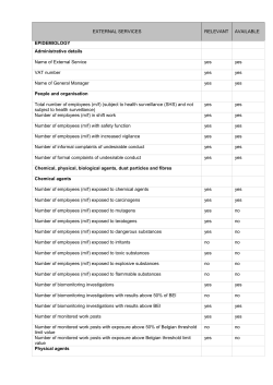 EXTERNAL SERVICES RELEVANT AVAILABLE EPIDEMIOLOGY