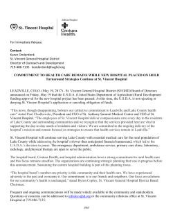 For Immediate Release Contact: Karen Onderdonk St. Vincent