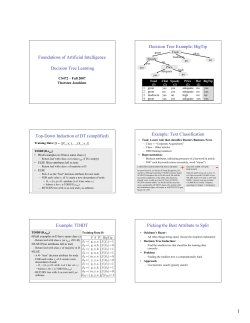 Foundations of Artificial Intelligence Decision Tree Learning