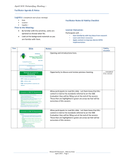 Facilitator Notes and Agenda