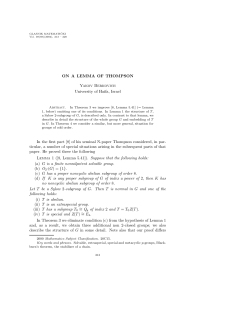 ON A LEMMA OF THOMPSON Yakov Berkovich University of Haifa
