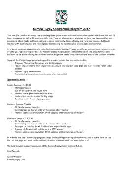 2013 Kumeu Rugby $100 Sponsorship Club