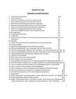 CHEMISTRY OF LIPIDS MBBS NOTES