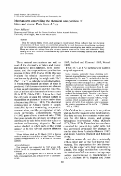 Mechanisms controlling the chemical composition of lakes and rivers