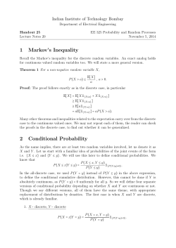 1 Markov`s Inequality 2 Conditional Probability - IITB-EE