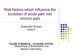 Risk factors which influence the evolution of acute pain into chronic