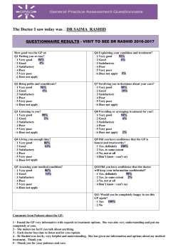 GP Questionnaire Results 2016 - 2017 - Dr