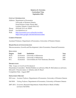 Curriculum Vitae - Western University Economics