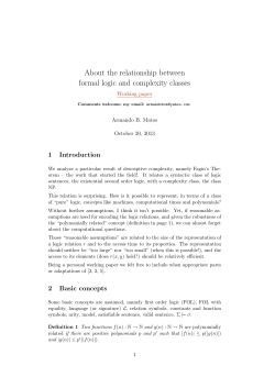 About the relationship between formal logic and complexity classes