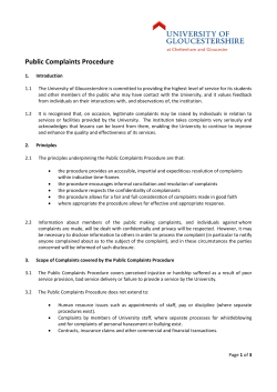 Public Complaints Procedure - University of Gloucestershire