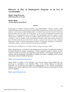 Rhetorics of Play in Kindergarten Programs in an Era of Accountability