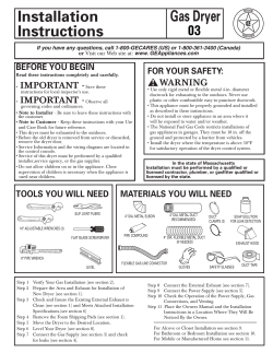 Installation Instructions Gas Dryer