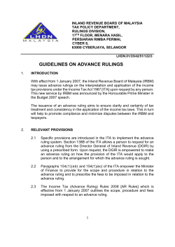 GUIDELINES ON ADVANCE RULINGS