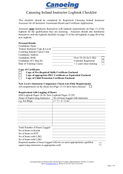 Checklist for Logbook Assessment Prior to Level