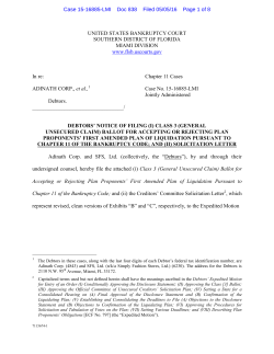 Ballot for Accepting or Rejecting Plan Proponents