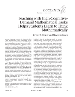 Teaching with High-Cognitive- Demand Mathematical Tasks Helps