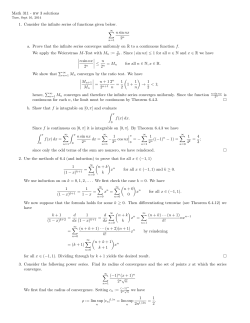 Math 311 - hw 3 solutions 1. Consider the infinite series of functions