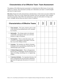 Characteristics of an Effective Team: Team