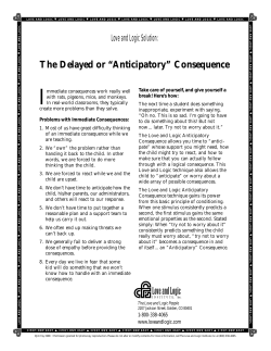 The Delayed or &ldquo;Anticipatory&rdquo; Consequence