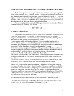 izbornom veću biolo&scaron;kog fakulteta univerziteta u beogradu
