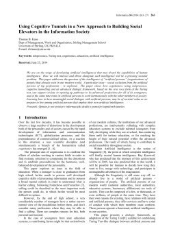 Using Cognitive Tunnels in a New Approach to…