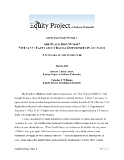 ARE BLACK KIDS WORSE? MYTHS AND FACTS ABOUT RACIAL