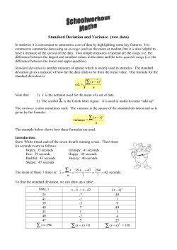 Standard Deviation and Variance (raw data)