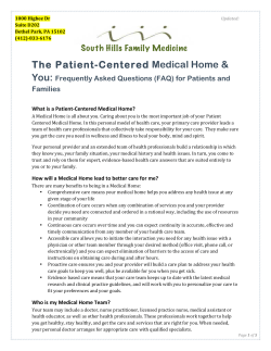 Patient Centered Medical Home FAQ for patients