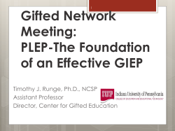 Gifted Network Meeting: PLEP-The Foundation of an Effective GIEP