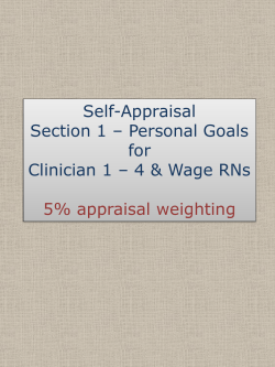 Self-Appraisal Section 1 &ndash; Personal Goals for Clinician 1 &ndash; 4