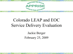 Colorado LEAP and EOC Service Delivery Evaluation