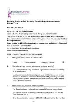 Equality Analysis (EA) (formally Equality Impact Assessment