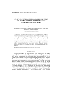 NONSYMBIOTIC PLANT HEMOGLOBINS: SYNOPSIS AND