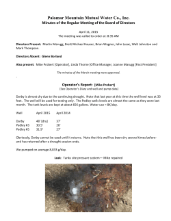 April 11, 2015 - Palomar Mountain Mutual Water Company