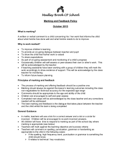 Madley Brook CP School Marking and Feedback Policy October