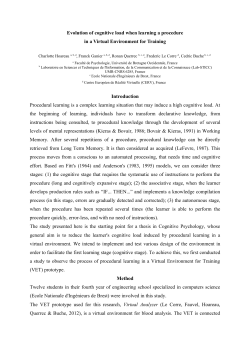 Evolution of cognitive load when learning a procedure in a