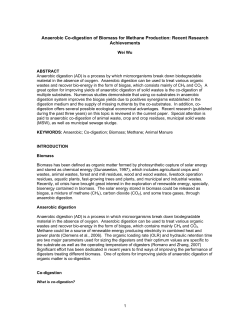 Anaerobic Co-digestion of Biomass for Methane Production: Recent