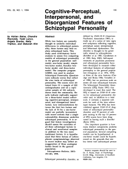 Cognitive-Perceptual, Interpersonal, and