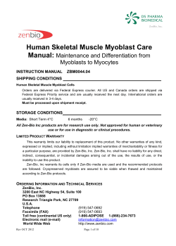 Human Skeletal Muscle Myoblast Care