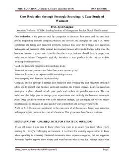 Cost Reduction through Strategic Sourcing: A Case Study
