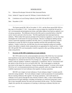 Legal Memo: SB1100/HB1950, municipal planning, gas drilling