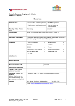 Notes for Guidance - Employees in Schools