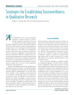 Strategies for Establishing Trustworthiness in Qualitative Research