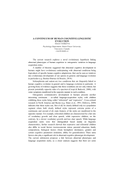 A Continuum Of Human Cognitive-linguistic Evolution