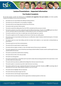 Lecture Presentations &ndash; Important Information